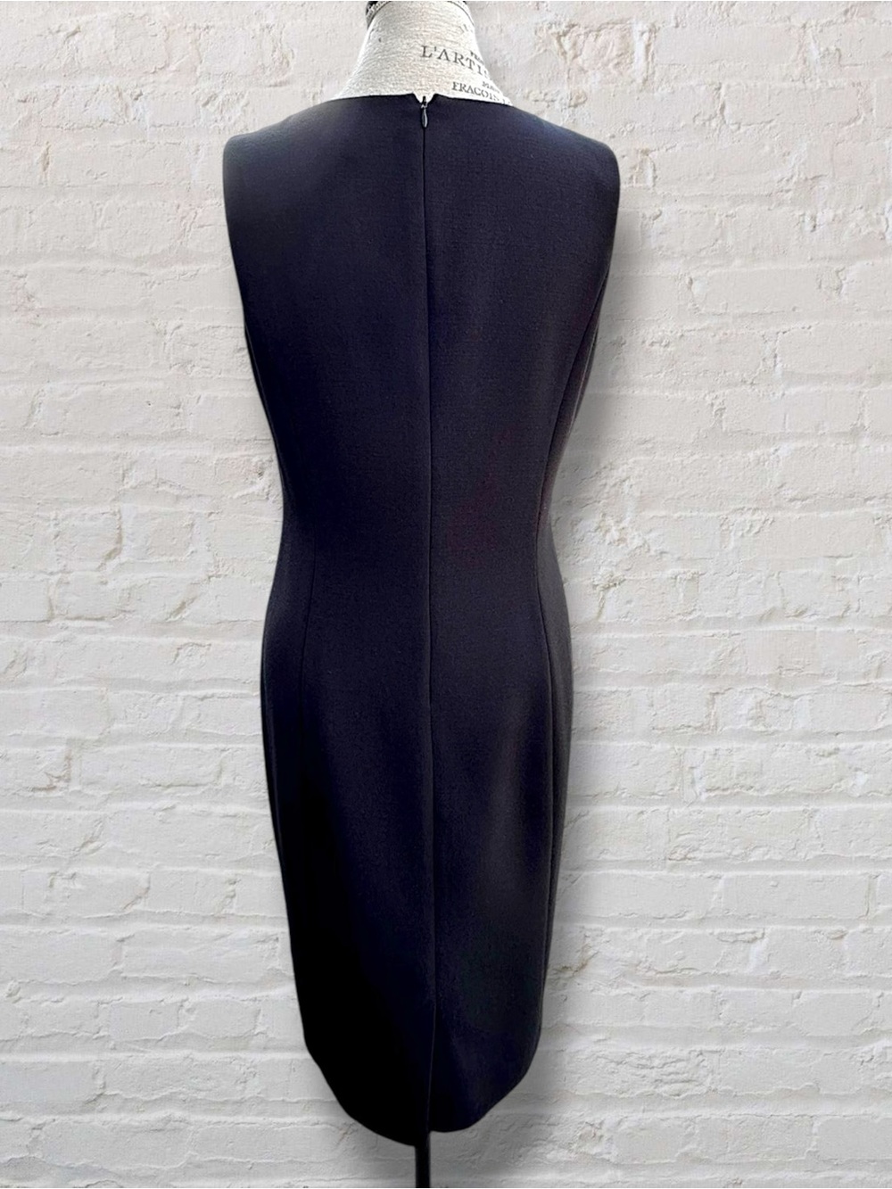 Calvin Klein Black Sleeveless Sheath Dress 8 Midi Workwear Office LBD 90s - Picture 4 of 11
